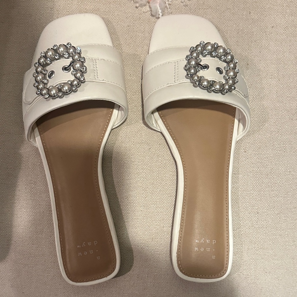 a new day White Pearl Embellished Sandals
